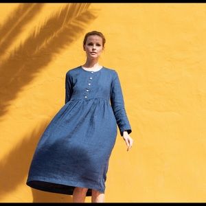 notPERFECTLINEN Mama Dress in Natural Stripes